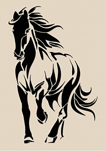 Pferd Schablonen, Großformat Wandkunst Malerei Schablone, Wiederverwendbare Kunststoff Dekoration Vorlage (Pferd-7, L) von World of Stencils