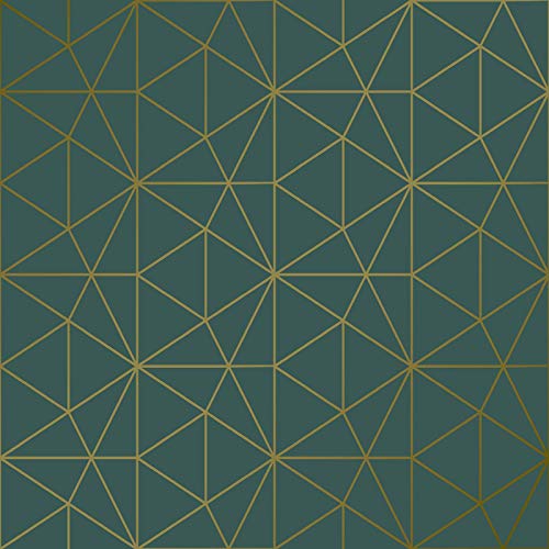 Metro Prisma geometrische Dreieck Hintergrund - Smaragd Grün und Gold - Welt der Tapete WOW037 von World of Wallpaper