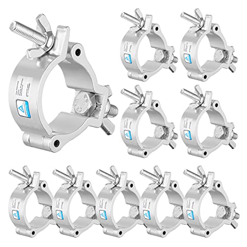 Truss Clamp Stage Lights Clamp, 10PCS WorldLite Premium 50mm / 2 Inch Lighting O Clamps, Fit for 48-52mm OD Tubes, 100KG Load Capacity LED PAR Light Moving Head Lighting Hooks Silver von WorldLite