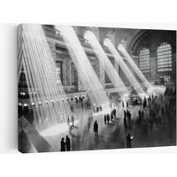 Berenice Abbott, Sonnenstrahlen in Grand Central Leinwand Wandkunst, Leinwanddruck Nyc New York City Schwarz Und Weiß von WorldsBestCanvas