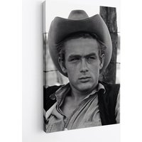 James Dean Cowboy Hat Texas Oil Company West Giant Film Set Leinwand Ölarbeiter, Schwarz Weiß von WorldsBestCanvas