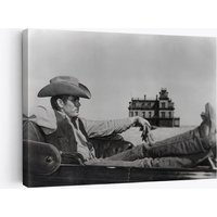 James Dean Cowboy Texas West Giant Film Set Print Leinwand Oil Workers, Schwarz Und Weiß von WorldsBestCanvas