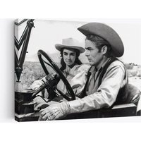 James Dean Elizabeth Taylor Cowboy Riesen Film Set Leinwand, Schwarz Weiß von WorldsBestCanvas