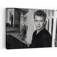 James Dean Legend Film Set Leinwand, Schwarz Weiß von WorldsBestCanvas