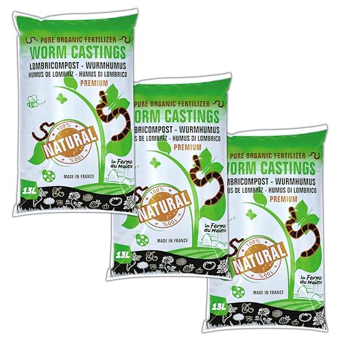 Wurmhumus 39 Liter (3 x 13) : Starker Dünger, 100% natürlich, extra-rein, aus Regenwürmern. Düngung & Keimung. Direkt vom Bauernhof von WormBox