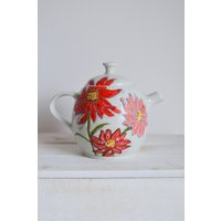 Benutzerdefinierte Porzellan Blume Teekanne-Handmade Keramik Teekanne-Rote Keramik-Funktionale Teekanne-Porzellan Rote Mohnblume Teekanne von WormsCeramics
