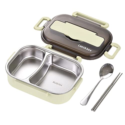 1 Set tragbare Bento Box mit mehreren Gittern, Edelstahl Lunch-Behälter mit Verschlussdeckel, wiederverwendbar, stapelbar, auslaufsicher, Bento Lunch-Boxen, Grün von Worparsen
