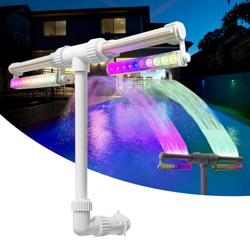 Poolbrunnen für oberirdische Pools und Inground Pools, Einstellbarer Dual Spray Pool Belüfter mit 7 Farben LED Pool Brunnen Licht, 42 Modi Fernbedienung, Poolkühler für oberirdischen Pool von Worparsen