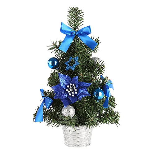 Worparsen Mini Weihnachtsbaum, 3D Künstlicher Weihnachtsbaum mit Dekorationen, DIY Klein Xmas Tree Decor 12 Zoll (Blau) von Worparsen