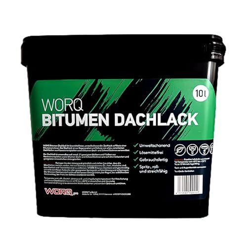 WORQ 10L Bitumen Dachlack, Isolieranstrich, Dachbeschichtung, Dachlack, Schutzlack. Regeneriere-Schützen-Flachdachbeschichtung- Dachreparatur von Worq Pro