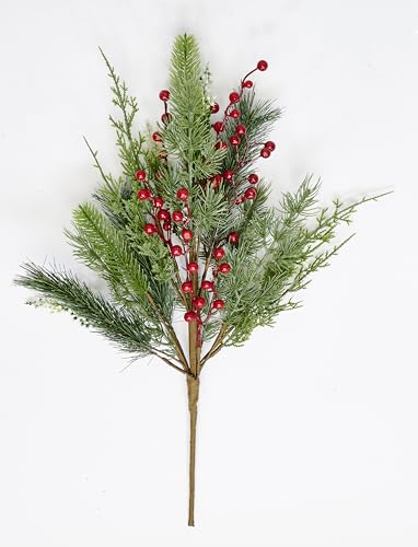 Worth Imports Künstlicher Weihnachtsstrauß aus Kiefer und roten Beeren, 58,4 cm, 3 Stück von Worth Imports