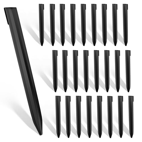 Landschaftskantenpfähle, 30,5 cm, gewelltes Metall, Gartenpfähle, Stahl, Biegeplatte, Verankerungsspikes, schwarz, 26 Stück Landschaftskantenpfähle, 30,5 cm, gewelltes Metall, Gartenpfähle, Stahl, Biegeplatte, Verankerungsspikes, schwarz, 26 Stück von Worth