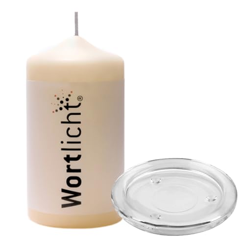 Bulla Design Wortlicht Kerze mit Glasteller, Glas Untersetzer, Leuchtende Gedanken zum Abschied/Trauer von Bulla Design Wortlicht