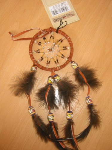 Dreamcatcher mit Perlen 8cm braun von Woru