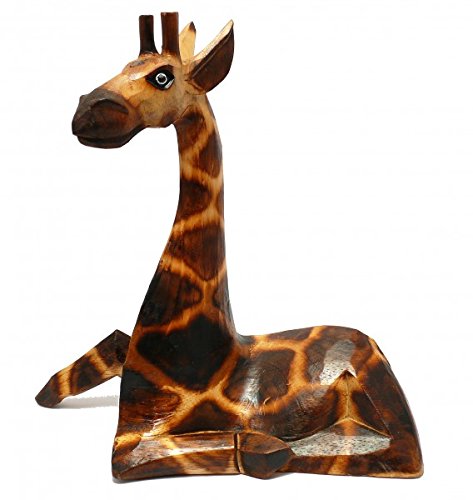 Woru Holz-Giraffe Deko-Giraffe, sitzend, 3 Größen erhältlich, Tierfigur aus Holz (30 cm) von Woru