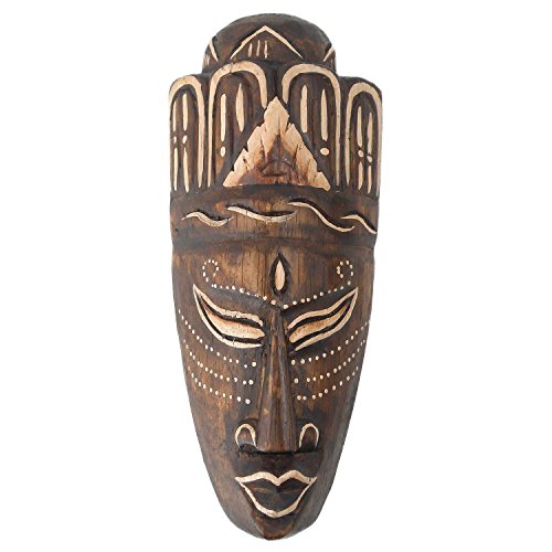 Woru Maske Jano bemalt, wahlweise in 20 cm, 50 cm oder 100 cm, Holz-Maske aus Bali, Wandmaske, Afrikanische Dekoration (ca. 20 cm) von Woru