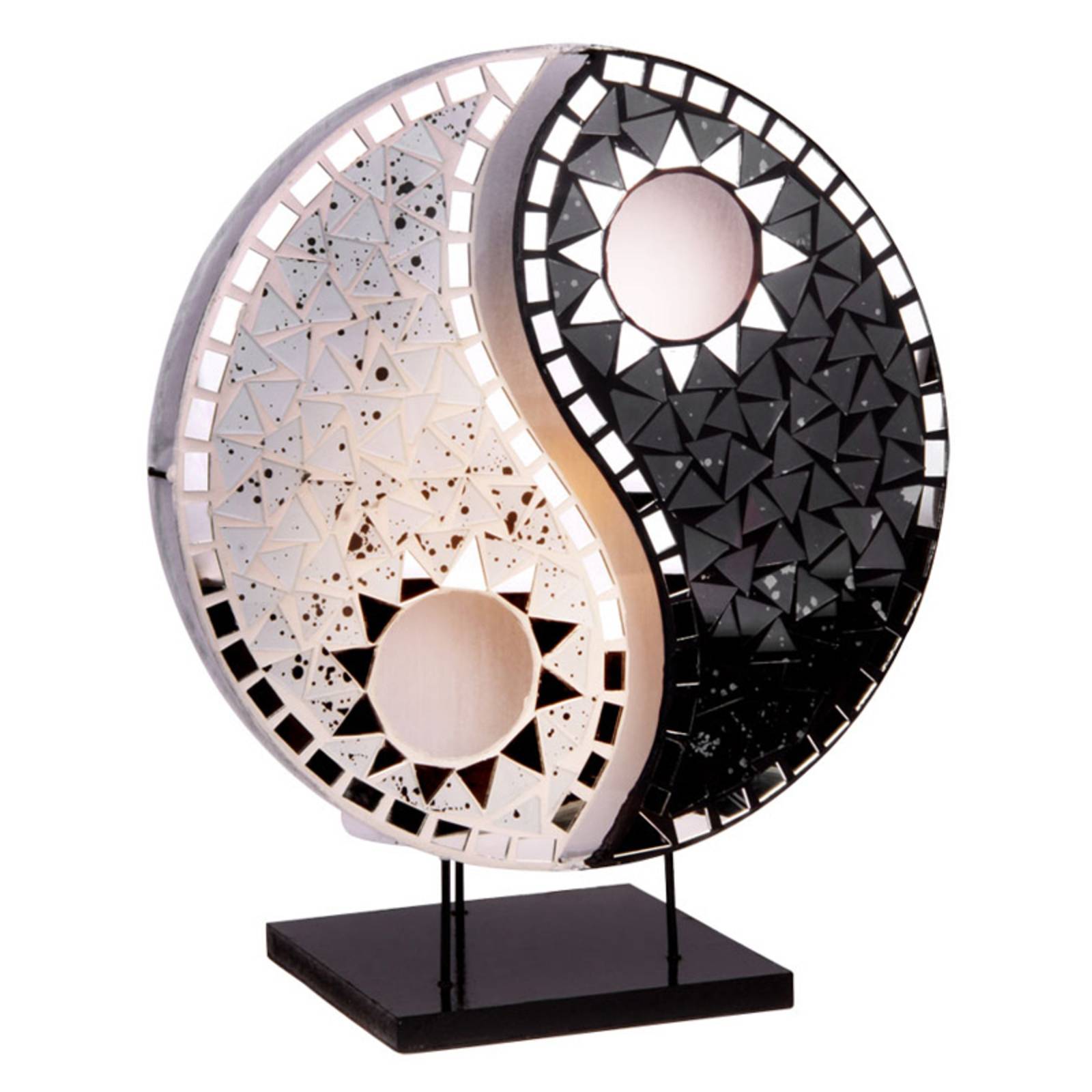 Tischlampe Ying Yang Mosaikspiegelsteine schwarz von Woru