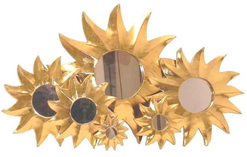 Woru Deko-Spiegel GOLDEN Sun, Holz, Verschiedene Größen wählbar, Wandschmuck (30 cm) von Woru