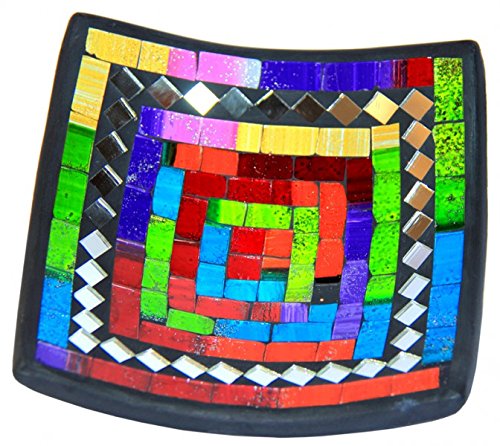 Woru Glas-Mosaik-Schale mit hintermalten Glassteinen belegt - Dekoschale 16 cm, Farbe:Mehrfarbig von Woru