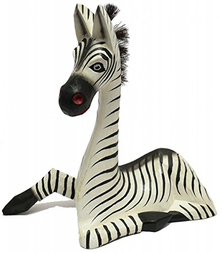 Woru Holz-Zebra Deko-Zebra in 3 Größen erhältlich, sitzend, Tier-Deko-Figur (30 cm) von Woru
