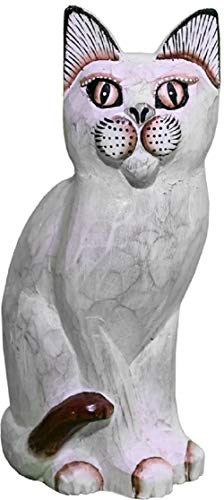 Woru Katze Minni aus Albesia-Holz in 3 Größen, wahlweise 20 cm, 25 cm oder 35 cm, Katzenfigur, Tierfigur, Deko-Figur (30 cm) von Woru