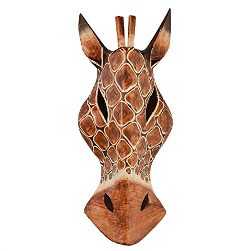 Woru Maske Giraffe 30 cm, Holz-Maske aus Bali, Wandmaske von Woru