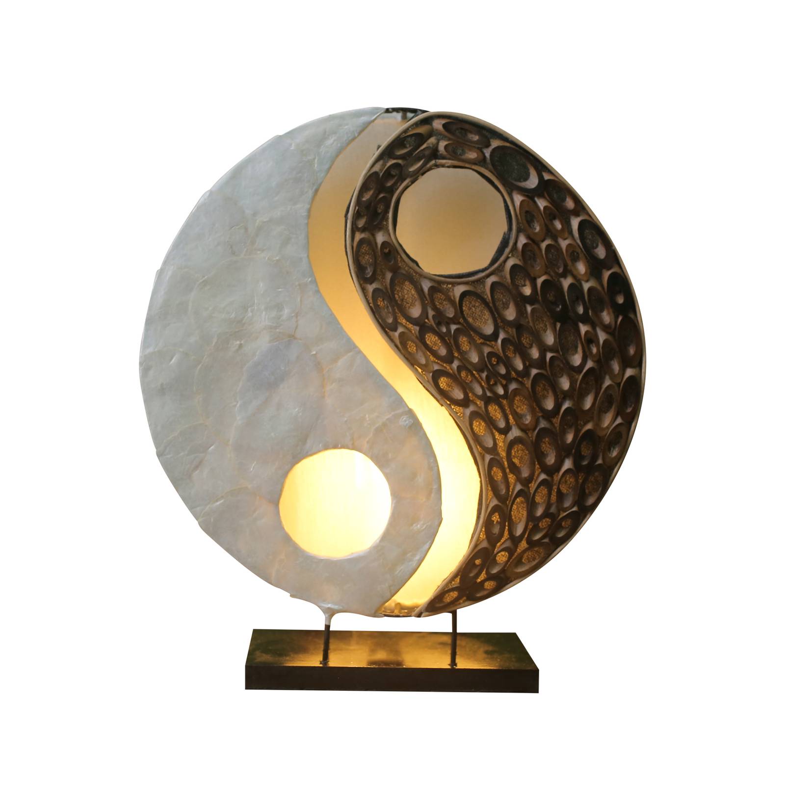 Tischleuchte Ying Yang aus Naturmaterialien, 30 cm von Woru