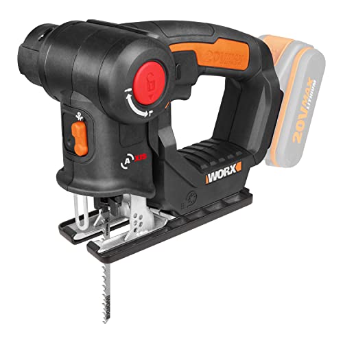 WORX WX550.9 Stichsäge zum Schneiden von Holz, Stahl & PVC – 2-in-1 Universalsäge mit Stich- & Säbelsäge & schneller Umstellung – 20V – Mit Staubbläser & Pendelhub – Ohne Akku & Ladegerät von WORX