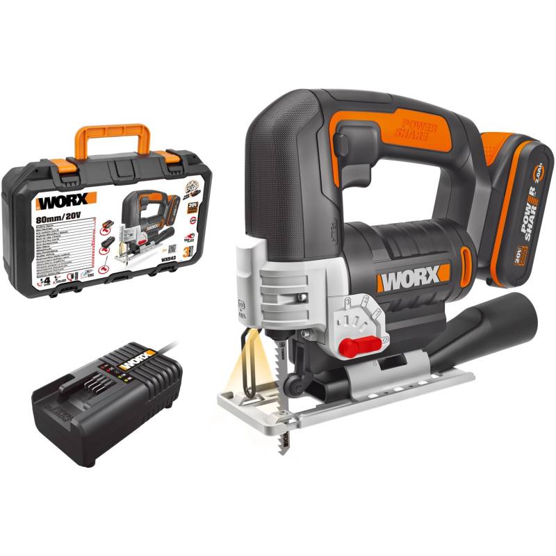Worx 20 V Akku-Stichsäge 1 x 2 Ah WX543 von Worx