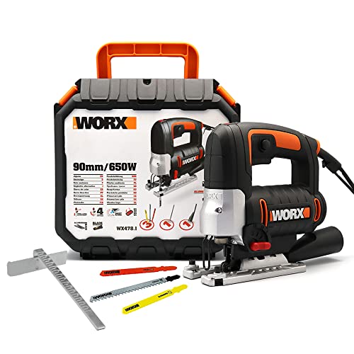 WORX WX478.1 Stichsäge 650W – Pendelhubsäge mit Drehzahlelektronik für präzises Sägen von Holz, Metall & PVC – mit Werkzeugkoffer von WORX