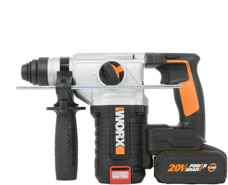 Worx Akku-Bohrhammer NITRO WX380, max. 1210 U/min, (Set), 3-IN-1, bürstenloser Motor, inkl. 2 Akkus & Ladegerät von Worx