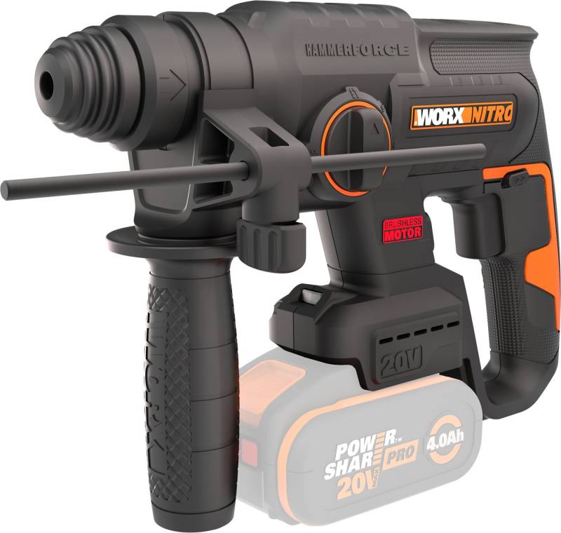 Worx Akku-Bohrhammer NITRO WX381.9, max. 1350 U/min, Brushless-Motor, variable Drehzahlsteuerung, ohne Akku & Ladegerät von Worx