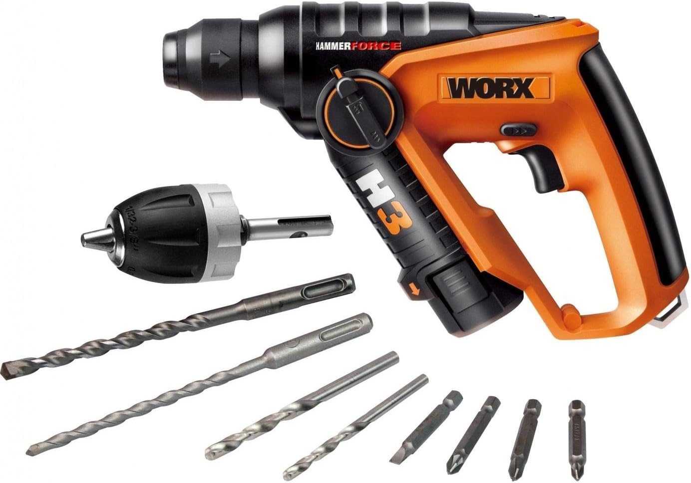 Worx Akku-Bohrmaschine WX382 Bohrschrauber H3 mit 1 Akku Li-Ion 12V Bohrhammer, (1-tlg), Kompakt, Batterie, Bohrer-Bits, Ladegerät von Worx