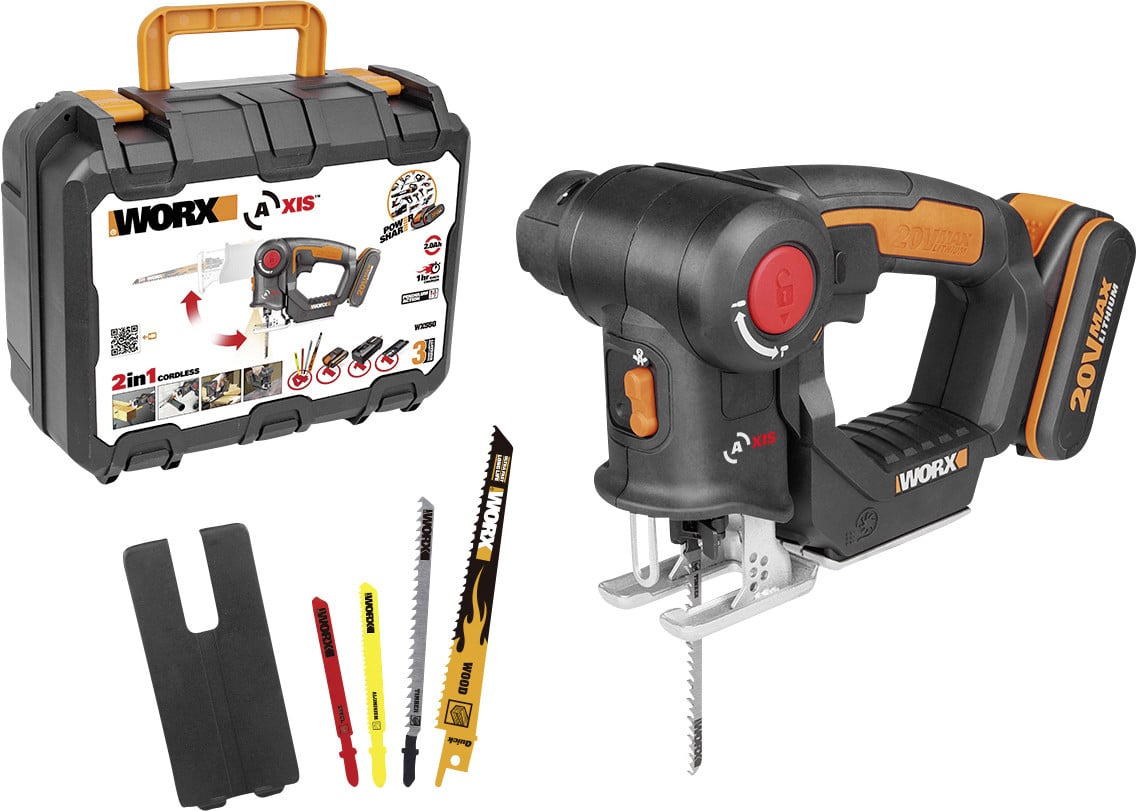 Worx Akku-Multisäge AXIS™ 2-in-1-Säge WX550 20 V inkl. Akku 2 Ah & Ladegerät von Worx