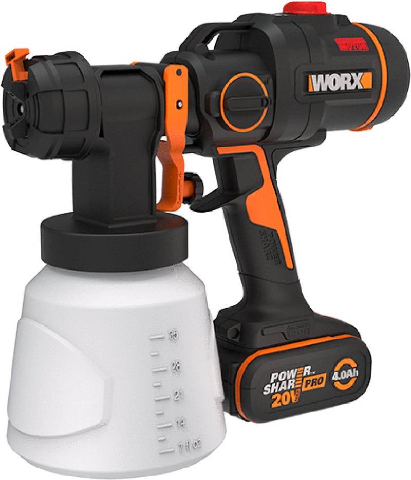 Worx Farbsprühgerät WX020 NITRO, 3 Sprühform & 4 Düsengrößen, inkl. Akku & Schnellladegerät Worx Farbsprühgerät WX020 NITRO, 3 Sprühform & 4 Düsengrößen, inkl. Akku & Schnellladegerät von Worx