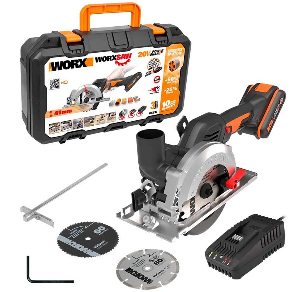 Worx Handkreissäge Worx Akku-Handkreissäge WX531 mit Akku, Ladegerät, Koffer und 3 Säg Worx Handkreissäge Worx Akku-Handkreissäge WX531 mit Akku, Ladegerät, Koffer und 3 Säg von Worx