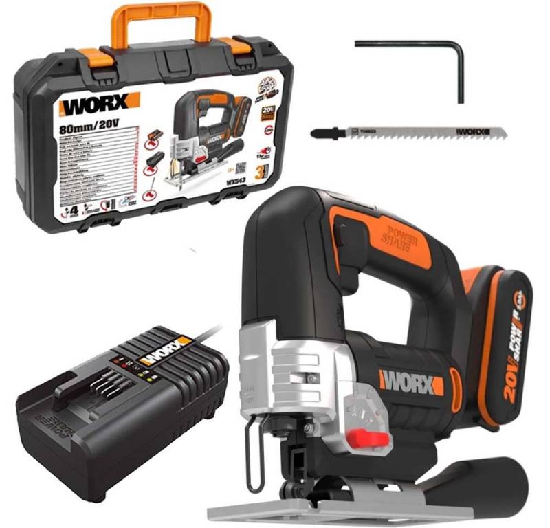 Worx Handkreissäge Worx Akku-Stichsäge WX543 mit Akku 20V/2,0Ah, Ladegerät und Koffer Worx Handkreissäge Worx Akku-Stichsäge WX543 mit Akku 20V/2,0Ah, Ladegerät und Koffer von Worx