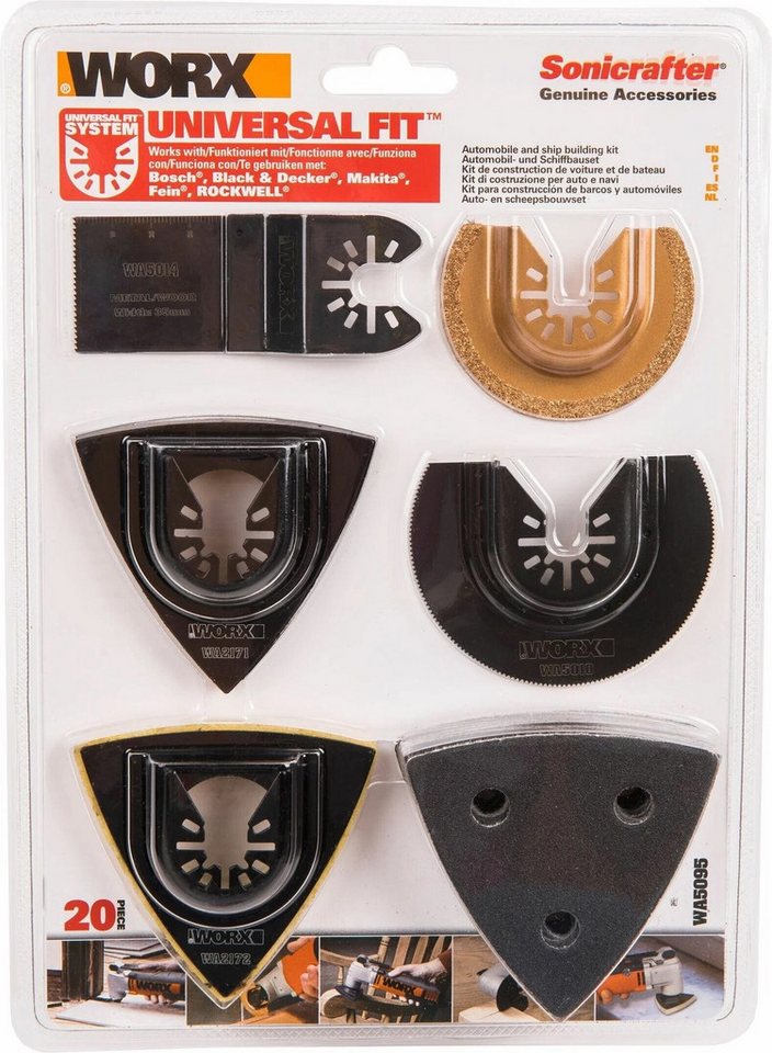 Worx Multitool Worx 20-teiliges Zubehörset WA5095 für Sonicrafter, (20 St) von Worx