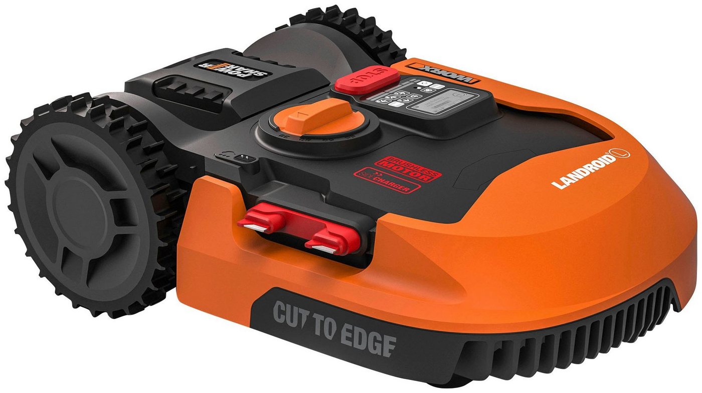 Worx Rasenmähroboter Landroid L2000, bis 2000 m² Rasenfläche, (Set), 2000m², 20V/5Ah, 22cm/30-60mm, WiFi/Bluetooth, Cut to edge, PowerShare von Worx