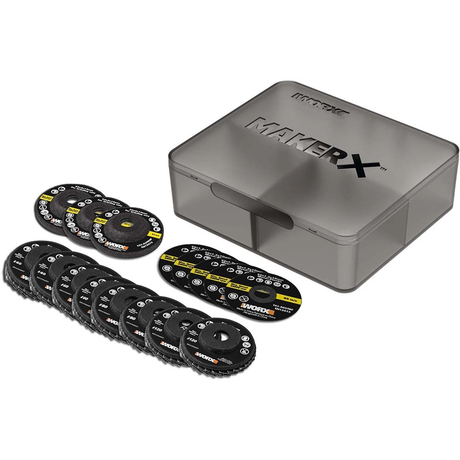 Worx MakerX Zubehör-Set WA7213 16-teilig für Mini-Winkelschleifer WX741.9 von Worx