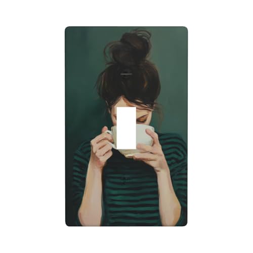 Ästhetische Lichtschalter-Abdeckung, dekorativ, einzelner Kippschalter, 1-Gang, Wandplatte für Küche, Bauernhaus, Schlafzimmer, Badezimmer, Kunstdekoration von Woshuwo