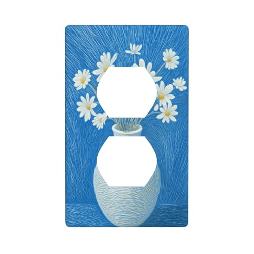 Abstrakte weiße Blumen Mond Glas Steckdosenabdeckung Lichtschalter-Abdeckung, dekorative 1-Gang-Wandplatte für Küche, Zimmer, Badezimmer, Größe 7 x 11,4 cm Abstrakte weiße Blumen Mond Glas Steckdosenabdeckung Lichtschalter-Abdeckung, dekorative 1-Gang-Wandplatte für Küche, Zimmer, Badezimmer, Größe 7 x 11,4 cm von Woshuwo