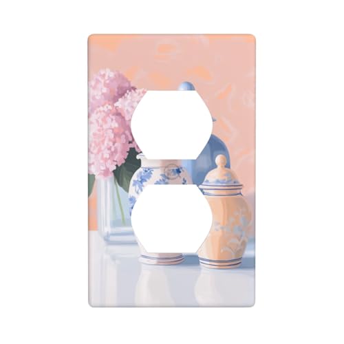 Adrette Chinoiserie-Gläser, Blumen, Steckdosenabdeckung, Lichtschalter-Abdeckung, dekorative 1-Gang-Wandplatte für Küche, Zimmer, Badezimmer, Größe 7 x 11,4 cm Adrette Chinoiserie-Gläser, Blumen, Steckdosenabdeckung, Lichtschalter-Abdeckung, dekorative 1-Gang-Wandplatte für Küche, Zimmer, Badezimmer, Größe 7 x 11,4 cm von Woshuwo