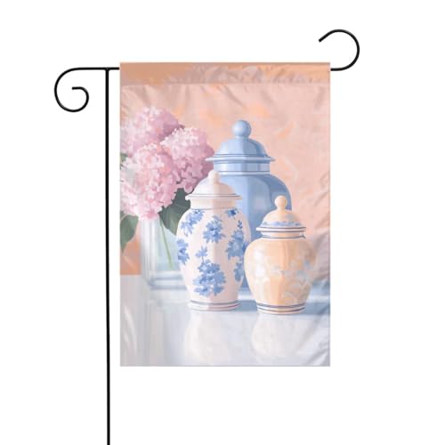 Adrette Chinoiserie Gläser Blumen Gartenflagge 30 x 45 cm, vertikal, doppelseitig, Bauernhaus, Urlaub, Außendekoration, Hofflagge Adrette Chinoiserie Gläser Blumen Gartenflagge 30 x 45 cm, vertikal, doppelseitig, Bauernhaus, Urlaub, Außendekoration, Hofflagge von Woshuwo