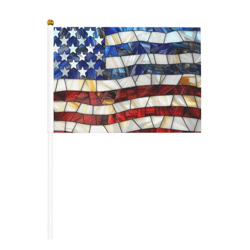 Amerikanische Buntglas-Flagge, kleine Handflaggen, Mini-Flaggen auf Stab, für Partys, Teamaktivitäten, Paraden, Urlaubsdekoration, 10 Stück Amerikanische Buntglas-Flagge, kleine Handflaggen, Mini-Flaggen auf Stab, für Partys, Teamaktivitäten, Paraden, Urlaubsdekoration, 10 Stück von Woshuwo
