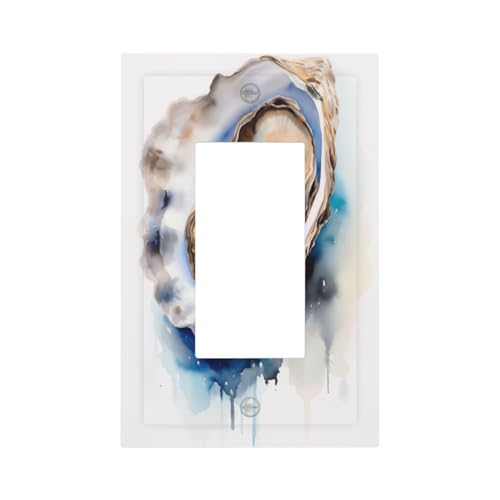 Aquarell Austernschalter-Lichtschalter-Wandplatte, Blende, einzelne Wippe, 1-Gang-Dekorator, Steckdosenabdeckungen für Zuhause, Küche, Zimmer, Badezimmer, Dekor von Woshuwo