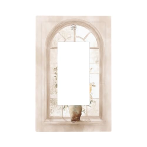 Aquarell Fenster Sonnenblumen Vintage Lichtschalter Wandplatte Blende Abdeckung Einzelwippe 1-Gang Dekorateur Steckdosenabdeckungen für Zuhause, Küche, Zimmer, Badezimmer Dekor von Woshuwo