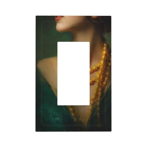 Damen-Hals, riesige gelbe Perlenketten, Lichtschalter, Wandplatte, Blende, Einzelwippe, 1-Gang-Dekorator, Steckdosenabdeckungen für Zuhause, Küche, Zimmer, Badezimmer, Dekor von Woshuwo