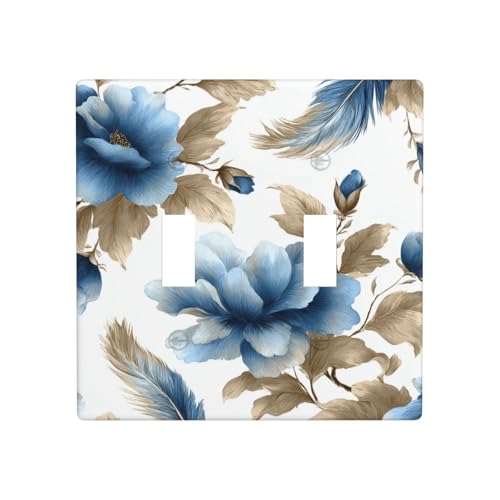 Doppel-Gang-Kipplichtabdeckung, Wandplatte, Schalterdekoration, Standardgröße – 11,4 x 11,4 cm, Blau / Beige Doppel-Gang-Kipplichtabdeckung, Wandplatte, Schalterdekoration, Standardgröße – 11,4 x 11,4 cm, Blau / Beige von Woshuwo