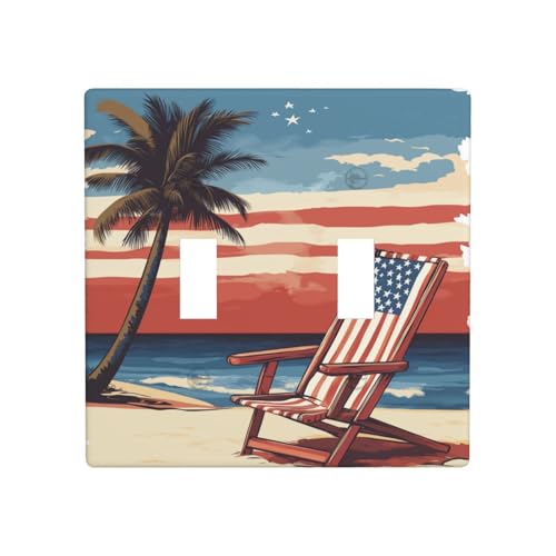 Doppel-Gang-Kipplichtabdeckung für Strandkorb, Wandplatte, Schalter, Dekor, Standardgröße – 11,4 x 11,4 cm Doppel-Gang-Kipplichtabdeckung für Strandkorb, Wandplatte, Schalter, Dekor, Standardgröße – 11,4 x 11,4 cm von Woshuwo
